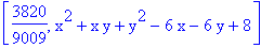 [3820/9009, x^2+x*y+y^2-6*x-6*y+8]